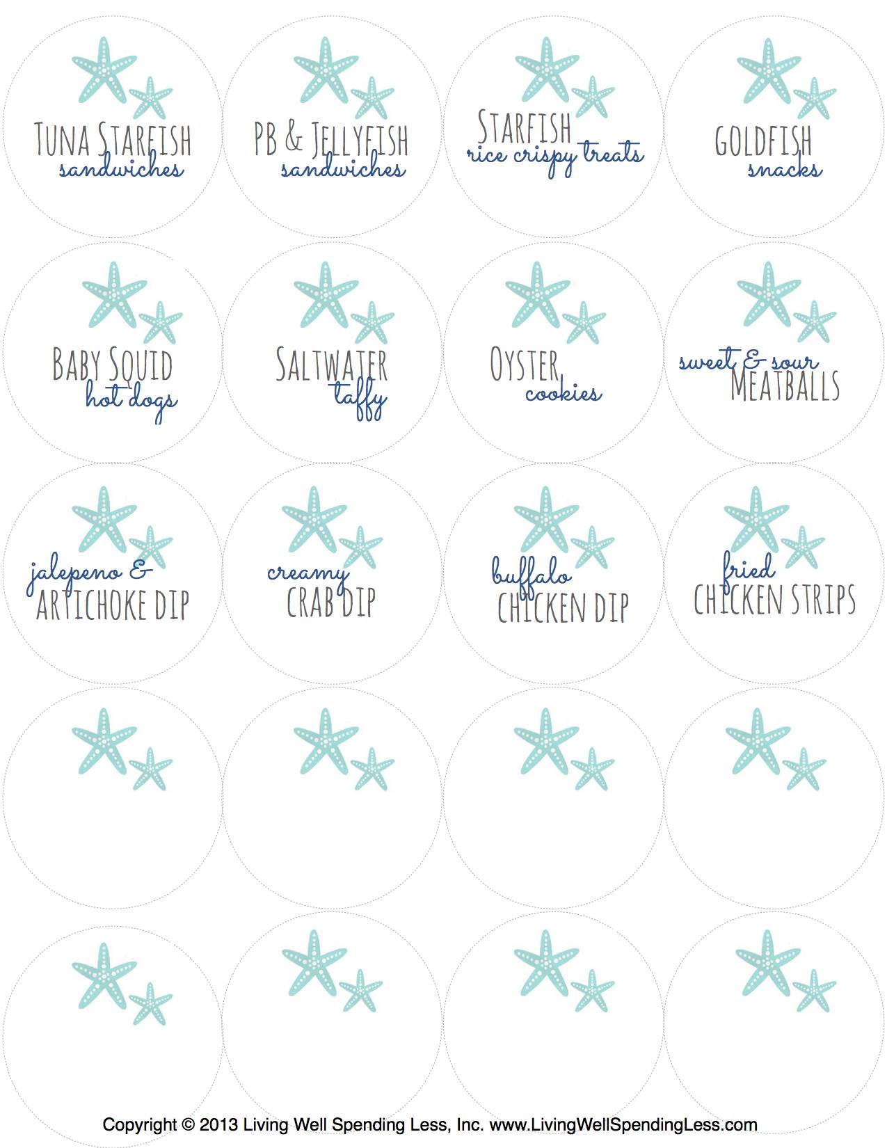 Mermaid Birthday Party Food Labels Printable