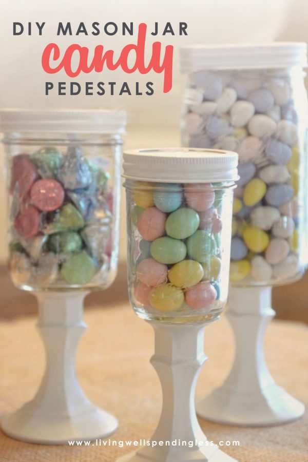 DIY Mason Jar Candy Pedestals | Easy Pastel Party Decorations