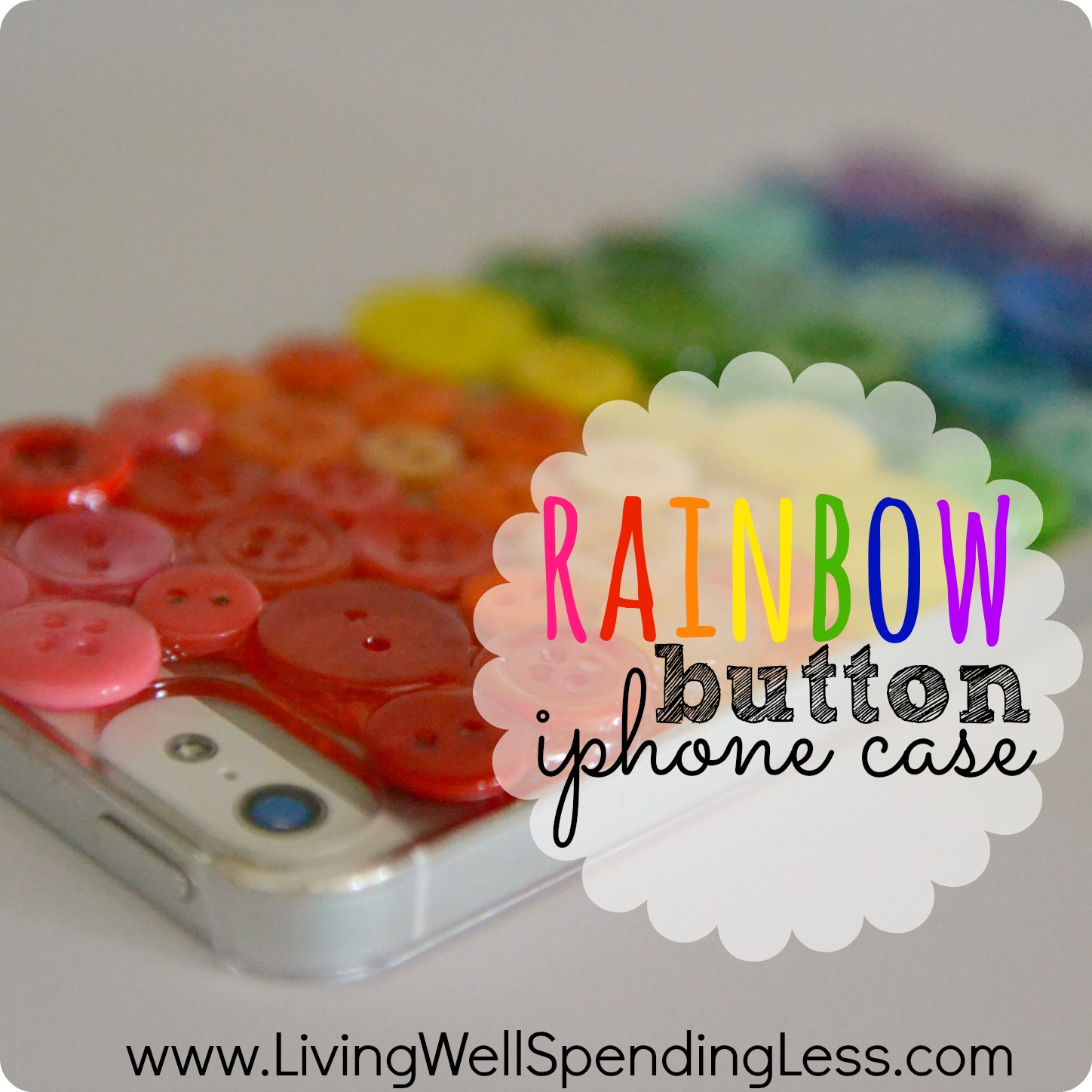 Easy DIY iPhone Case with Rainbow Buttons