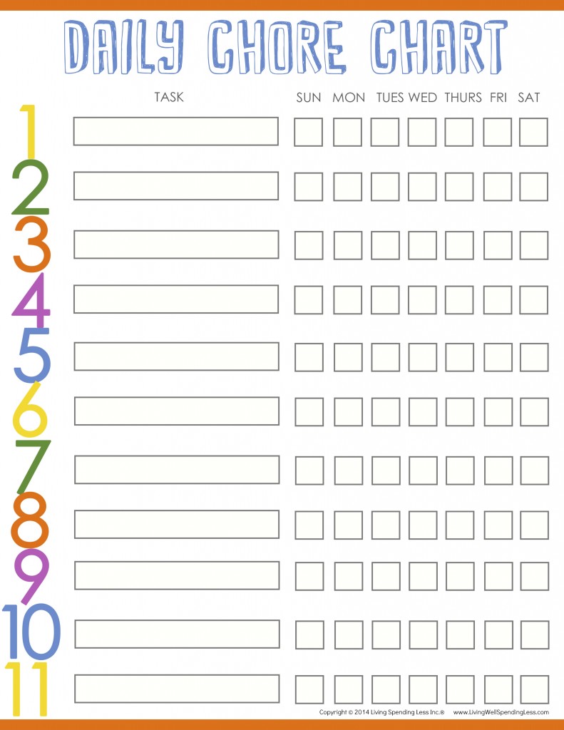 Create A Free Printable Chore Chart Templates Printable Download