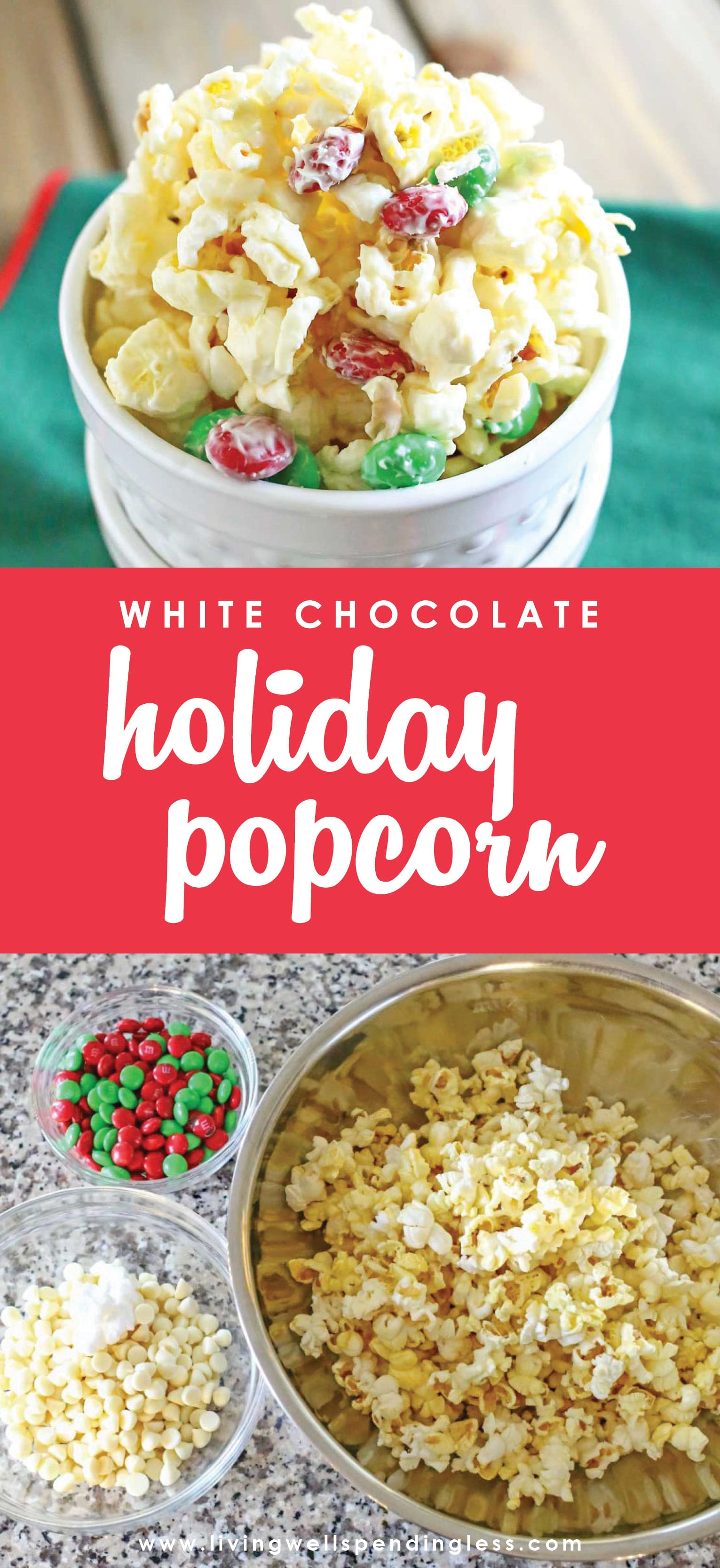 White Chocolate Holiday Popcorn | Living Well Spending Less®