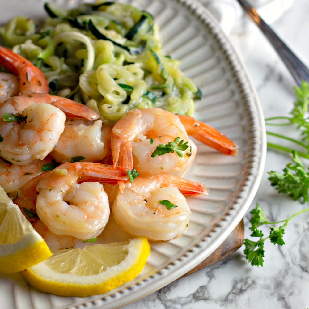 Garlic Butter Shrimp With Zoodles 20 Minute Keto Friendly Recipe